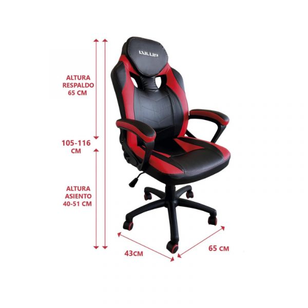 Silla Gamer LVLUP Python Rojo Negro - Imagen 2